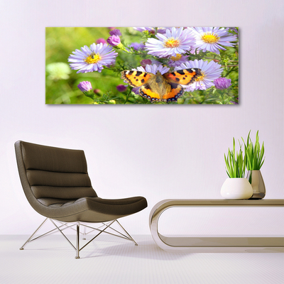 Steklena slika Rastlina cveti butterfly narava