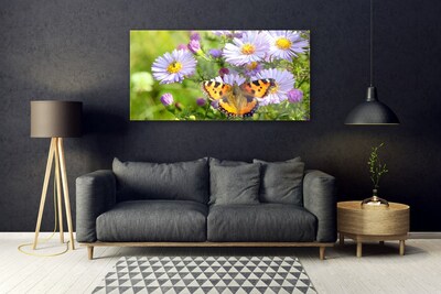 Steklena slika Rastlina cveti butterfly narava