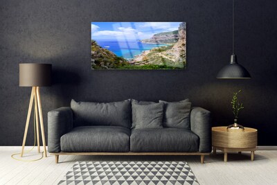 Steklena slika Sea beach mountain landscape
