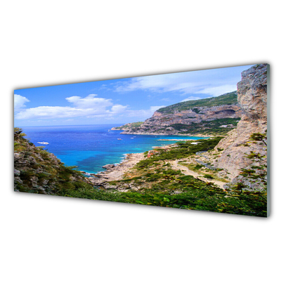 Steklena slika Sea beach mountain landscape