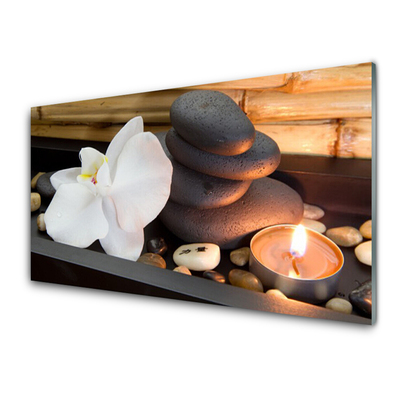 Steklena slika Orchid spa sveče