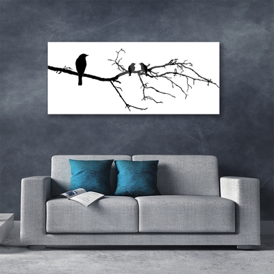 Steklena slika Bird branch narava art