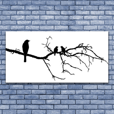 Steklena slika Bird branch narava art