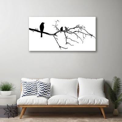 Steklena slika Bird branch narava art