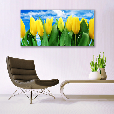 Steklena slika Tulipani cvetje
