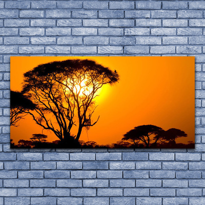 Steklena slika Narava drevo sonce