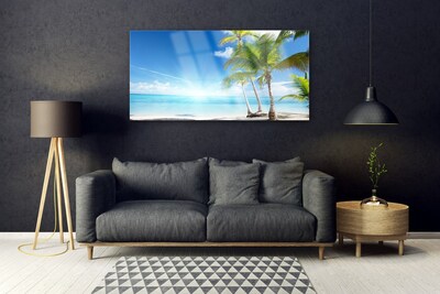 Steklena slika Palm tree morje landscape