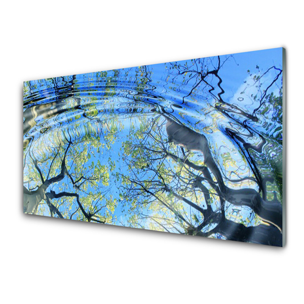 Steklena slika Voda drevesa narava art