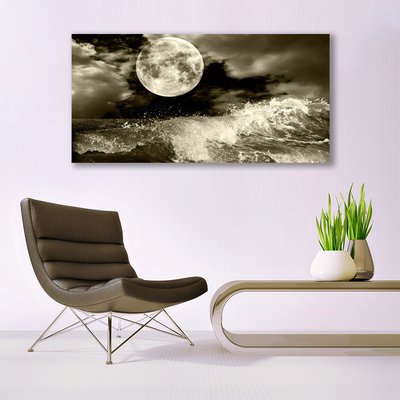 Steklena slika Nočni moon landscape
