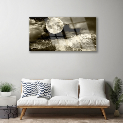 Steklena slika Nočni moon landscape