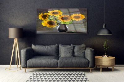 Steklena slika Sončnica vase rastlin