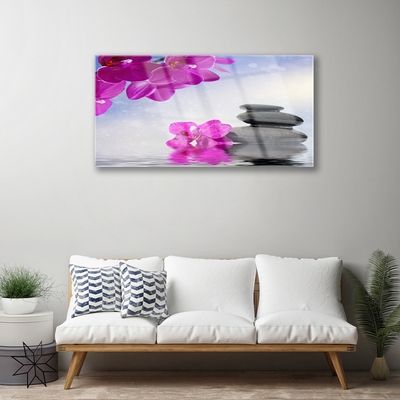 Steklena slika Orchid cvetje rastlin