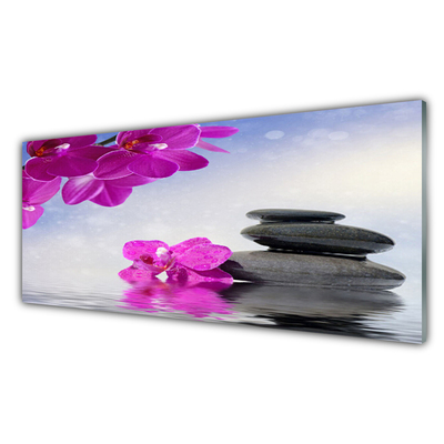 Steklena slika Orchid cvetje rastlin