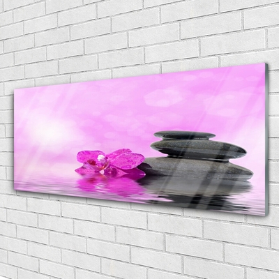 Steklena slika Pink flower art