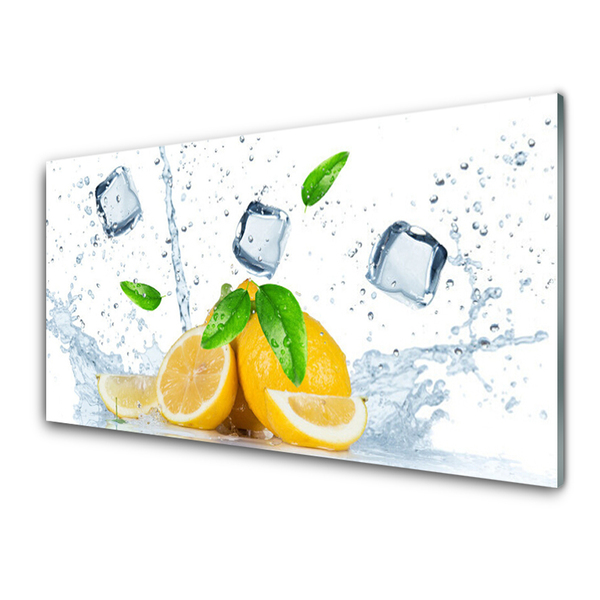 Steklena slika Lemon ice kocke kuhinja