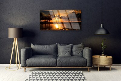 Steklena slika Drevo sun landscape