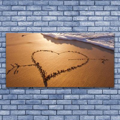 Steklena slika Sea beach heart art