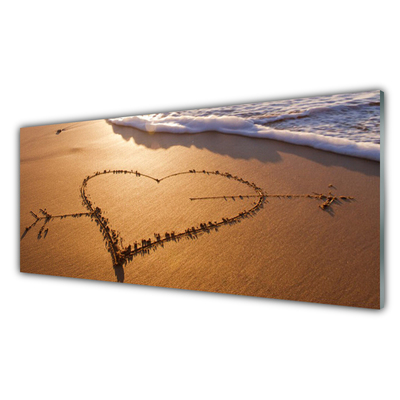 Steklena slika Sea beach heart art