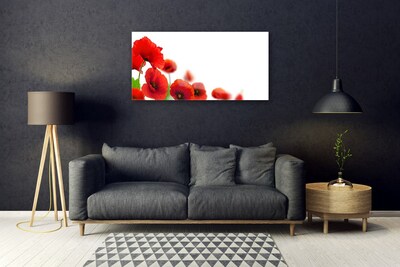 Steklena slika Red poppies narava