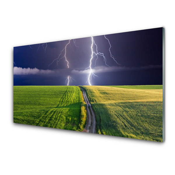 Steklena slika Lightning field landscape