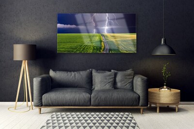 Steklena slika Lightning field landscape