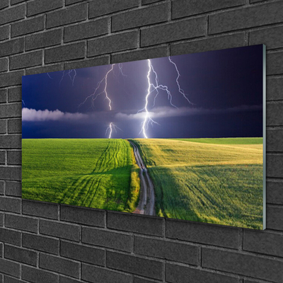 Steklena slika Lightning field landscape