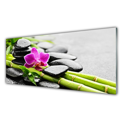 Steklena slika Flower bamboo stones art