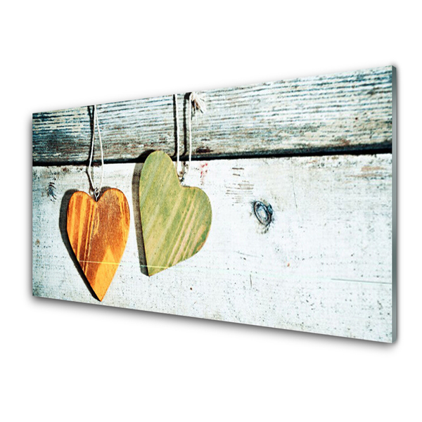 Steklena slika Srce wood art
