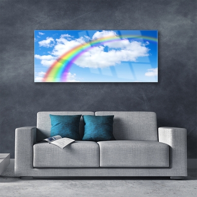 Steklena slika Rainbow sky oblaki narava