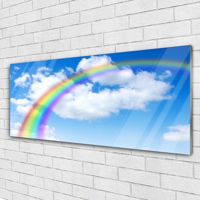 Steklena slika Rainbow sky oblaki narava