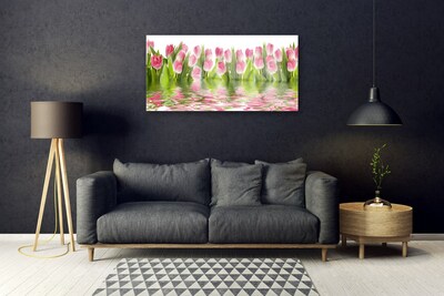 Steklena slika Obrat tulipani nature