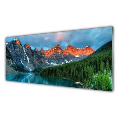 Slika na steklu Mountain forest lake landscape