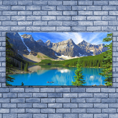 Slika na steklu Lake forest mountain landscape