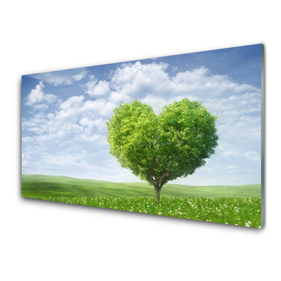 Slika na steklu Drevo srce narava