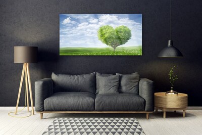Slika na steklu Drevo srce narava