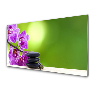 Slika na steklu Orhideje green flowers