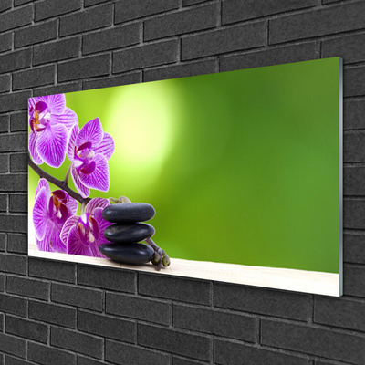 Slika na steklu Orhideje green flowers