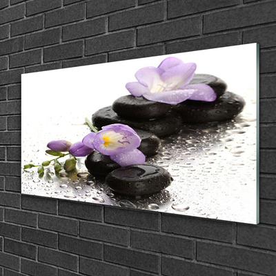 Slika na steklu Flower stones art