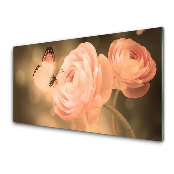 Slika na steklu Butterfly roses narava