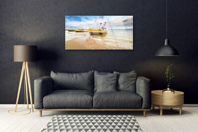 Slika na steklu Čoln beach sea landscape