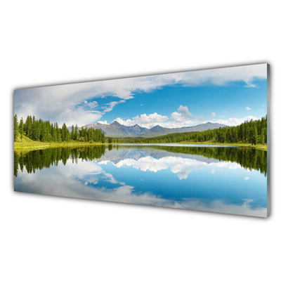 Slika na steklu Forest lake gore landscape