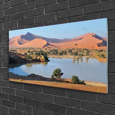 Slika na steklu Lake desert landscape