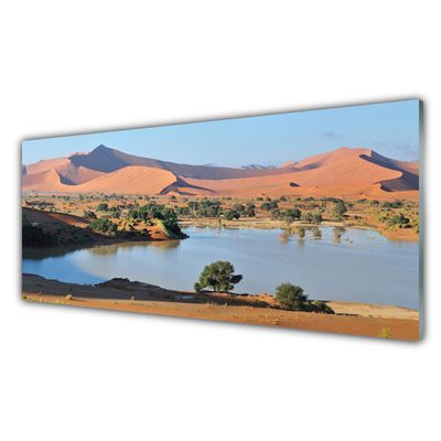 Slika na steklu Lake desert landscape