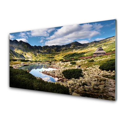 Slika na steklu Mountain lake landscape