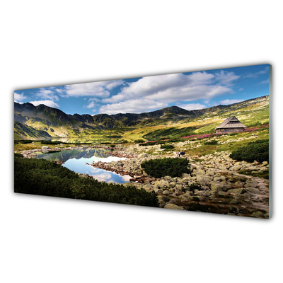 Slika na steklu Mountain lake landscape