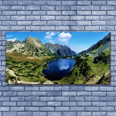 Slika na steklu Mountain lake landscape