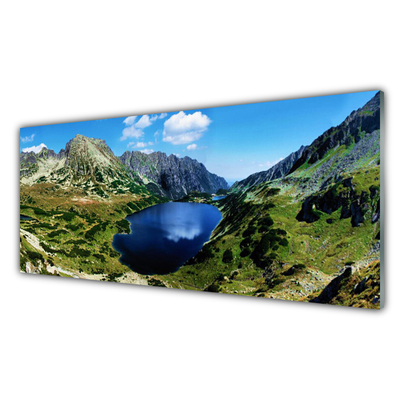 Slika na steklu Mountain lake landscape