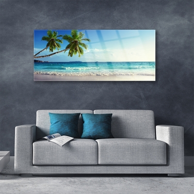 Slika na steklu Seaside palm beach landscape