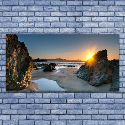 Slika na steklu Rock beach sun landscape