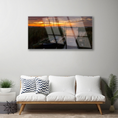 Slika na steklu Čoln sea grass landscape